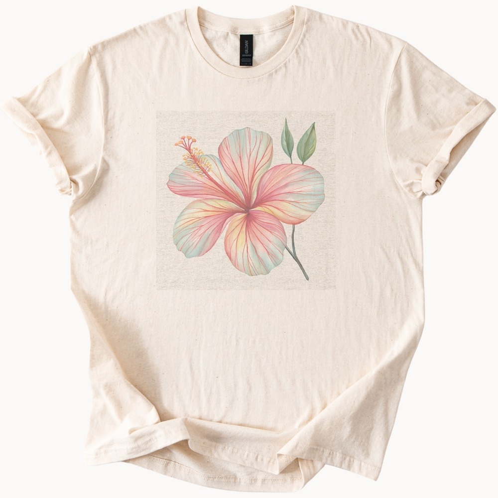Tropical Flower Opening Its Petals on Natural Tee